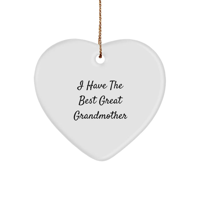 Gifts from Family - 'I Have The Best Great Grandmother' Heart Ornament for Grandmother's Christmas, Heart-Shaped MDF with High Gloss Finish - Image 1