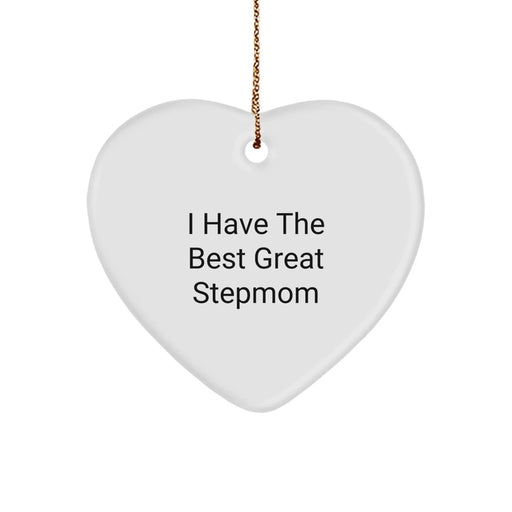 Funny Stepmom Heart Ornament Gifts from Family for Stepmom, Unique Stepmom Christmas Unique Gifts, Heart Shaped Ornament with Funny Quote 'I Have The Best Great Stepmom' - Image 1