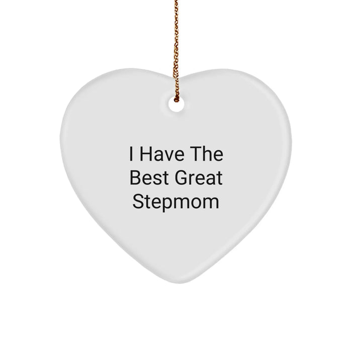 Funny Stepmom Heart Ornament Gifts from Family for Stepmom, Unique Stepmom Christmas Unique Gifts, Heart Shaped Ornament with Funny Quote 'I Have The Best Great Stepmom' - Image 1
