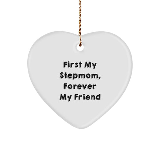 Funny Stepmom Gifts for Her, Heart Ornament Quote 'First My Stepmom, Forever My Friend', Christmas Unique Presents from Family - Image 1