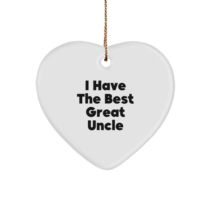 Funny Uncle Gifts from Men to Uncle - Heart Ornament with 'I Have The Best Great Uncle' Quote for Christmas - Image 1