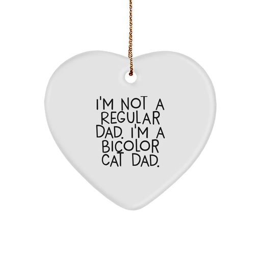 Funny Bicolor Cat Dad Gifts for Him from Men, Heart Ornament for Christmas Unique Presents - Image 1