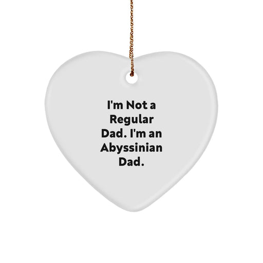Funny Abyssinian Cat Gifts for Dad Christmas Heart Ornament with Gold Cord, Gifts from Men to Family, Funny Gifts for Abyssinian Cat Lovers - Image 1