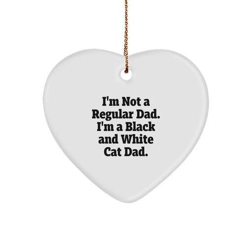 Funny Black and White Cat Dad Heart Ornament Gifts from Men for Christmas Unique Presents - Image 1