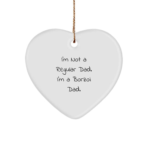 Funny Borzoi Dog Gifts for Him, Christmas Unique Gifts from Dad to Borzoi Dad, Heart Ornament - Image 1