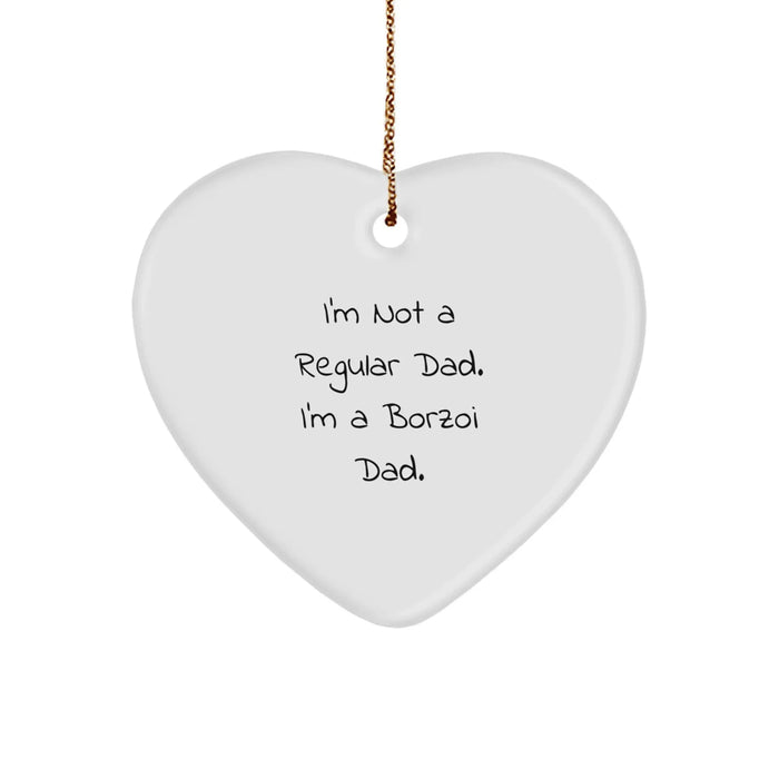 Funny Borzoi Dog Gifts for Him, Christmas Unique Gifts from Dad to Borzoi Dad, Heart Ornament - Image 1
