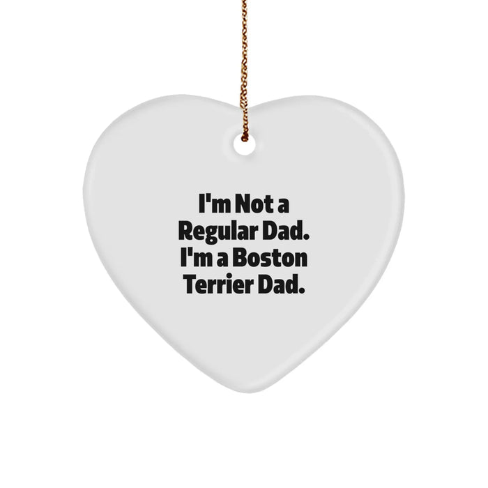 Funny Boston Terrier Dog Heart Ornament Gifts from Dad to Cute Boston Terrier Dad for Christmas - Image 1