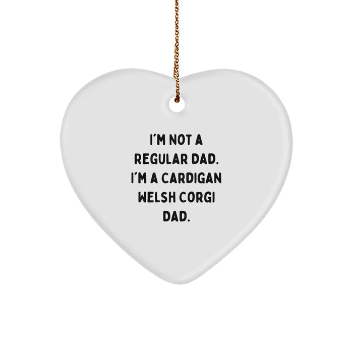 Funny Cardigan Welsh Corgi Dad Gifts for Men from Family, Cardigan Welsh Corgi Dog Heart Ornament for Christmas Unique Gifts - Image 1
