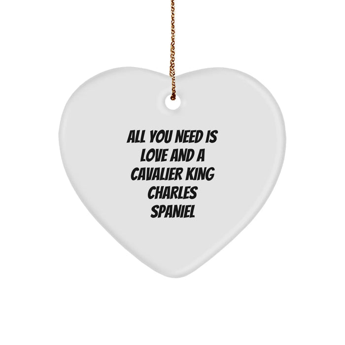 Funny Cavalier King Charles Spaniel Dog Gifts for Men Women Friends Family Christmas Heart Ornament - Image 1