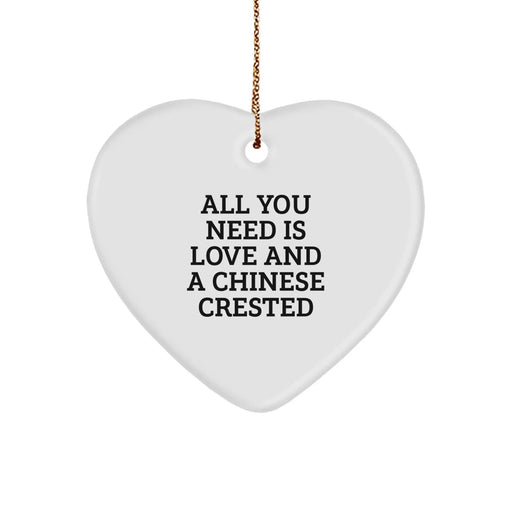 Chinese Crested Dog Heart Ornament, Funny Quote Gifts for Chinese Crested Dog Lover, Christmas Unique Gifts from Friends and Family - Image 1