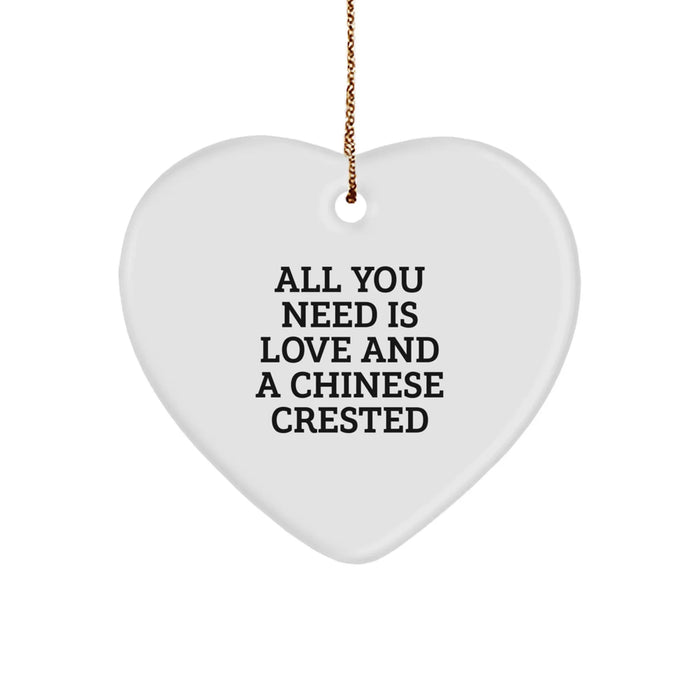 Chinese Crested Dog Heart Ornament, Funny Quote Gifts for Chinese Crested Dog Lover, Christmas Unique Gifts from Friends and Family - Image 1