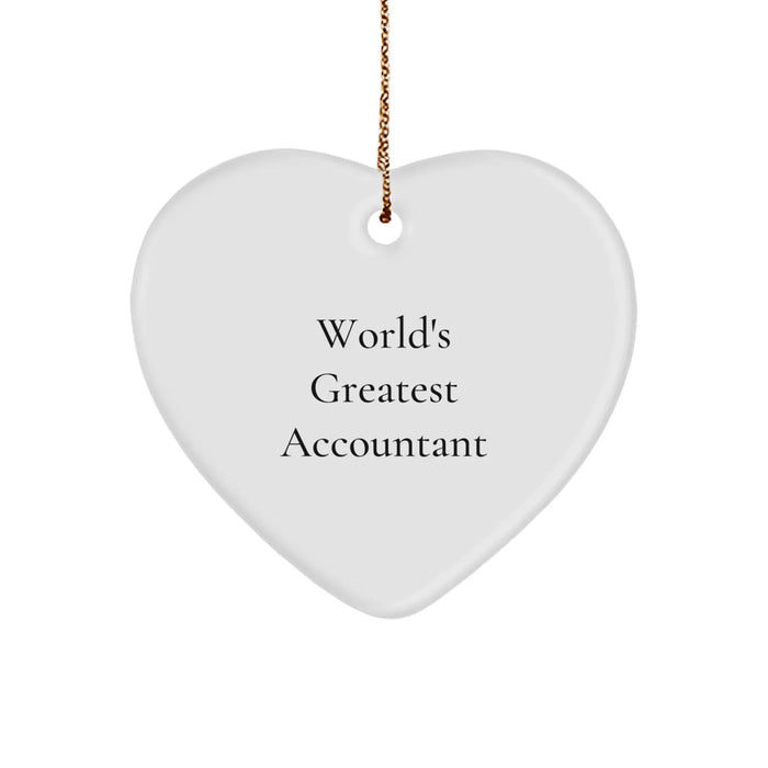 Funny Quote Accountant Heart Ornament, 'World's Greatest Accountant' Gifts for Christmas, Gifts from Friends to Family - Image 1