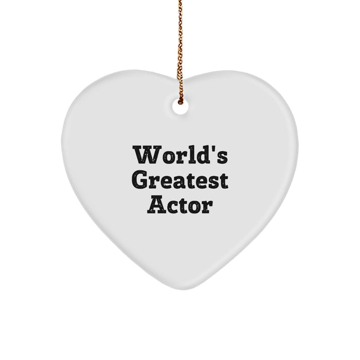 World's Greatest Actor Heart Ornament, Funny Quote Gifts from Friends to Actor, Christmas Unique Actor Gifts - Image 1