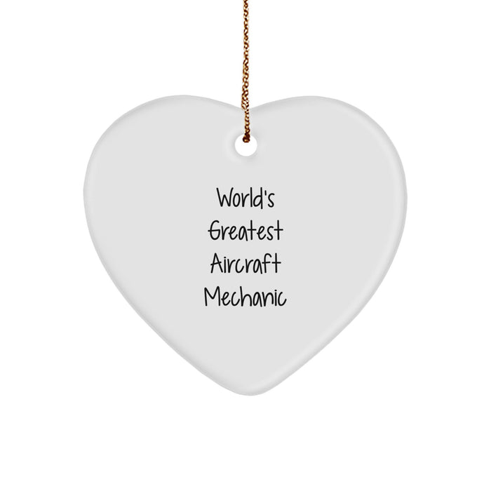 Aircraft Mechanic Gifts from 'World's Greatest' Friends - Funny Heart Ornament for Christmas - Image 1