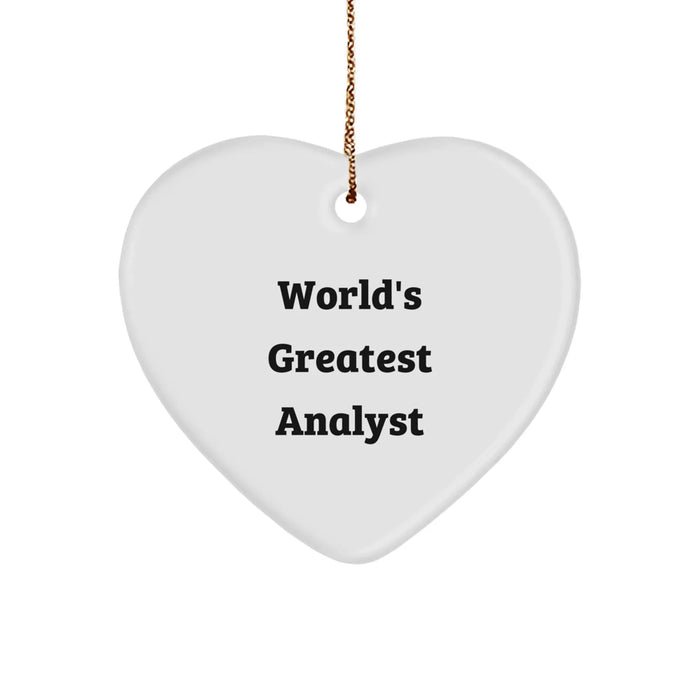 Funny World's Greatest Analyst Heart Ornament Gifts from Family to Analyst Friends and Coworkers at Christmas Time - Image 1