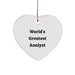Funny World's Greatest Analyst Heart Ornament Gifts from Family to Analyst Friends and Coworkers at Christmas Time - Image 1