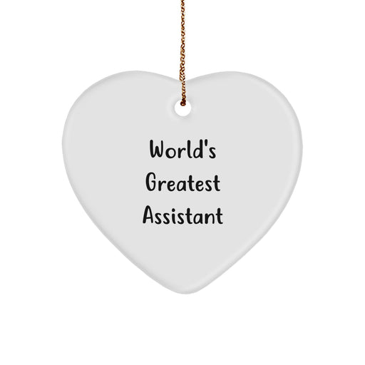 World's Greatest Assistant Heart Ornament, Funny Quote Gift for Assistant from Friends, Family, Coworkers, or Men, Christmas Unique Gifts - Image 1