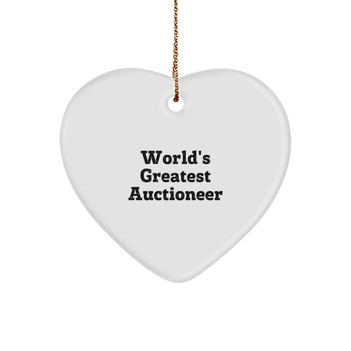 Funny World's Greatest Auctioneer Heart Ornament Gifts from Friends to Family - Image 1