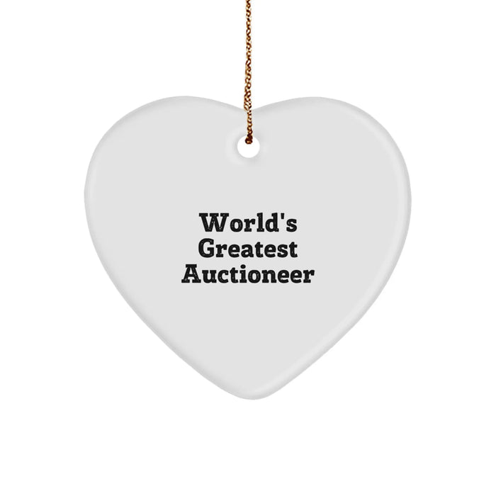 Funny World's Greatest Auctioneer Heart Ornament Gifts from Friends to Family - Image 1