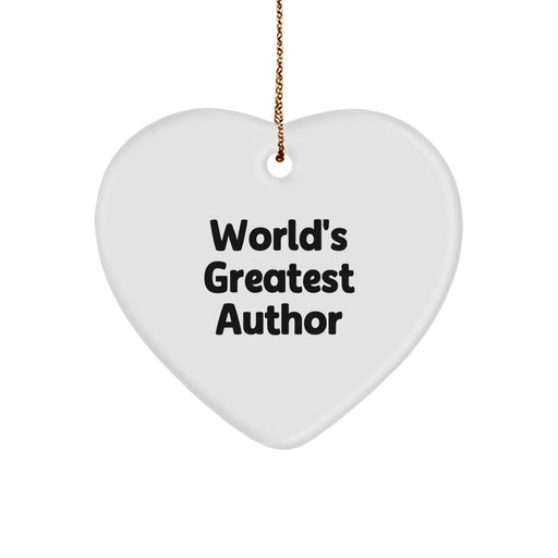 Funny World's Greatest Author Heart Ornament Gifts from Friends and Family - Author Heart Shaped Decoration for Christmas Unique Gifts - Image 1