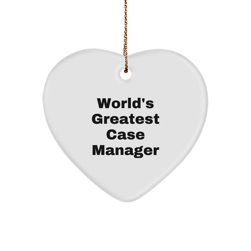 World's Greatest Case Manager Heart Ornament, Funny Gift for Case Managers from Friends and Family, Unique Christmas Unique Gifts for Case Manager's Home - Image 1