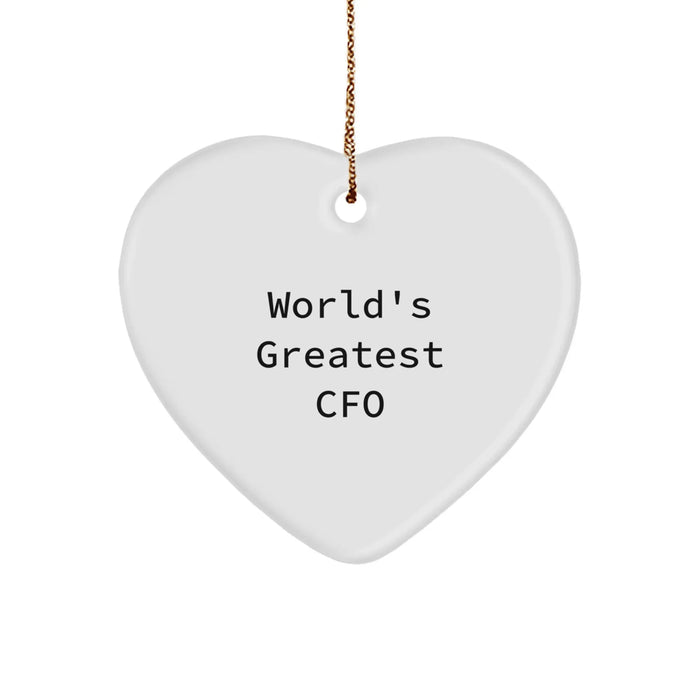 Funny 'World's Greatest CFO' Heart Ornament for Christmas Unique Gifts from Women to CFOs - Unique CFO Gifts for Men and Women - Image 1