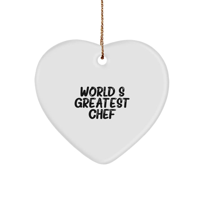 Funny Chef Gifts from World's Greatest Chef to Chef Friends - Heart Ornament for Christmas - Image 1