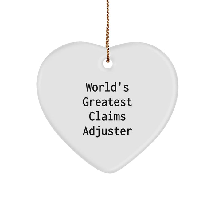 Claims Adjuster Heart Ornament, Funny Quote, Christmas Unique Gifts from Men to Women, Friends or Family - Image 1
