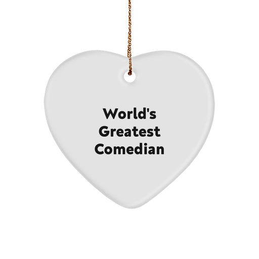 'World's Greatest Comedian' Funny Heart Ornament, Gifts from Friends, Perfect for Comedian Lovers' Christmas - Image 1