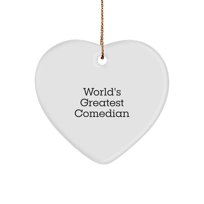Funny Comedian Gifts from Friends - 'World's Greatest Comedian' Heart Ornament for Comedian, Men, Women, Family, Coworkers, Friends - Unique Christmas Unique Gifts - Image 1