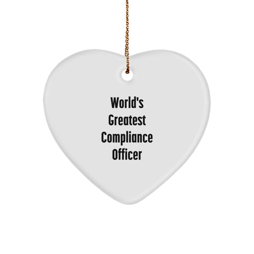 World's Greatest Compliance Officer Heart Ornament, Funny Christmas Unique Gift for Men, Women, Coworkers, Friends, Family - 'World's Greatest' - Image 1