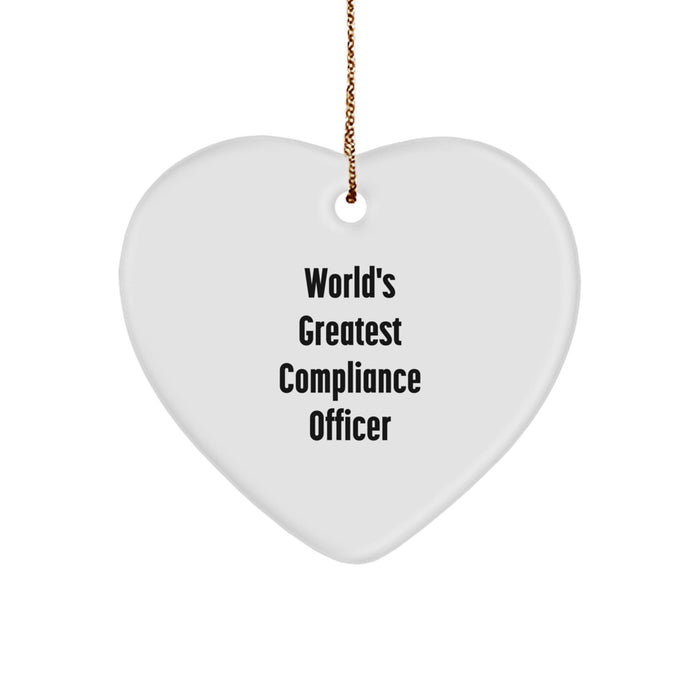 World's Greatest Compliance Officer Heart Ornament, Funny Christmas Unique Gift for Men, Women, Coworkers, Friends, Family - 'World's Greatest' - Image 1