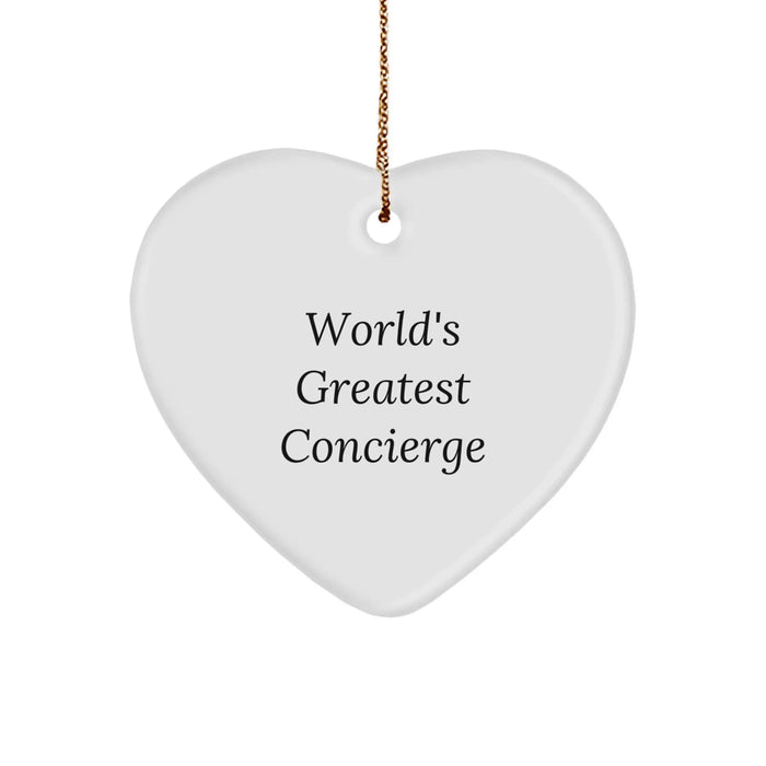 Funny World's Greatest Concierge Gifts from Men to Concierge Friends and Family - Heart Ornament for Christmas Unique Gifts - Image 1