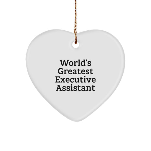 World's Greatest Executive Assistant Heart Ornament, Funny Christmas Unique Gifts from Friends for Executive Assistant, Heart-Shaped MDF Ornament - Image 1