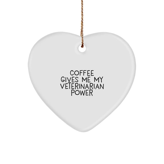 Funny Quirky Gifts from Family for Veterinarian Heart Ornament, Inspirational Coffee Lovers Christmas Unique Decor - Image 1