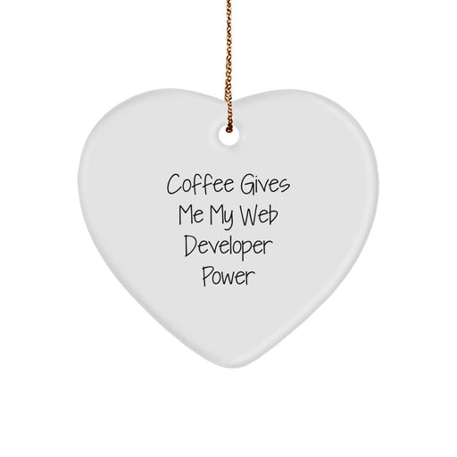 Funny Web Developer Heart Ornament Gifts for Men from Coworkers - Coffee Gives My Web Developer Power - Image 1