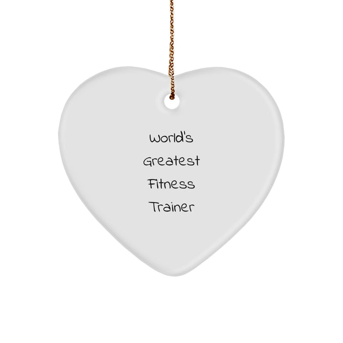 World's Greatest Fitness Trainer Funny Quote Heart Ornament Gifts from Men to Fitness Trainer Friends - Image 1