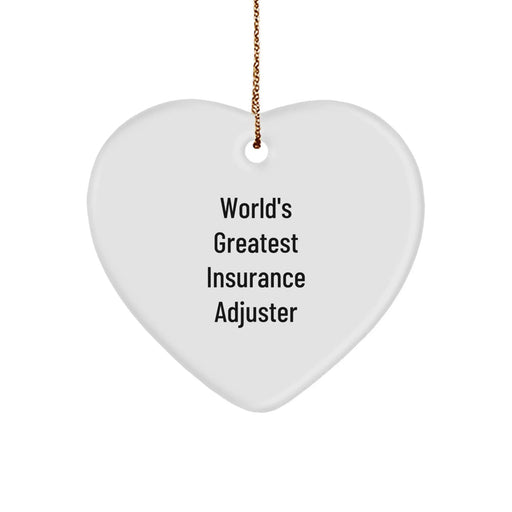 Funny Insurance Adjuster Gifts from Family - World's Greatest Insurance Adjuster Heart Ornament for Insurance Adjuster Friends, Coworkers, and Men - Image 1