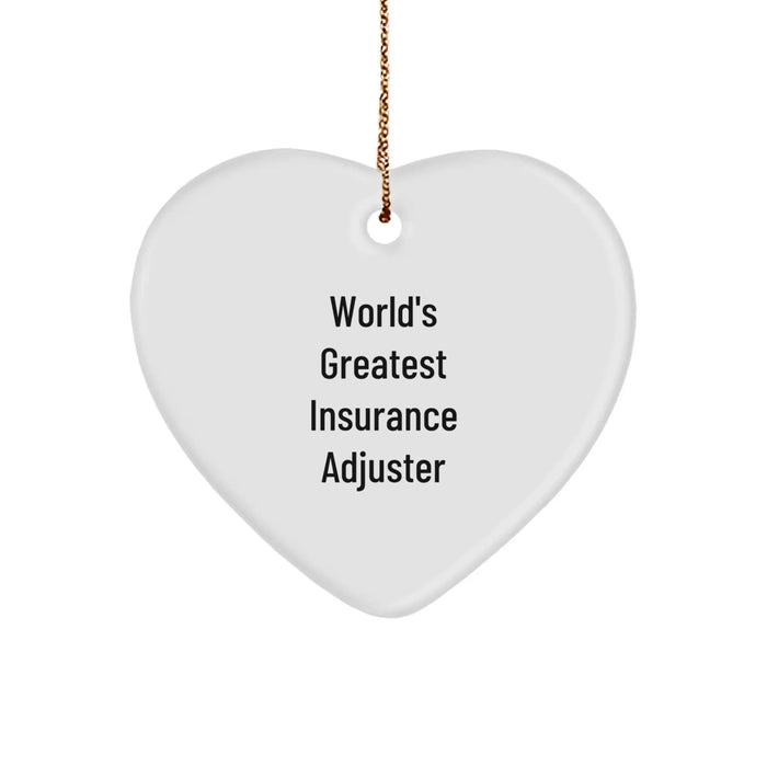 Funny Insurance Adjuster Gifts from Family - World's Greatest Insurance Adjuster Heart Ornament for Insurance Adjuster Friends, Coworkers, and Men - Image 1