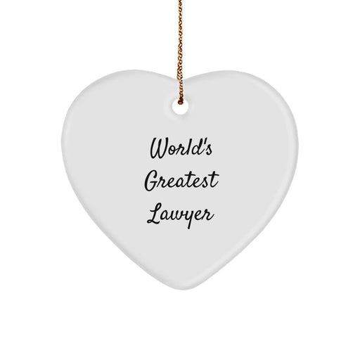 Funny Lawyer Gifts for Christmas - 'World's Greatest Lawyer' Heart Ornament, Gifts from Men to Friends - Image 1