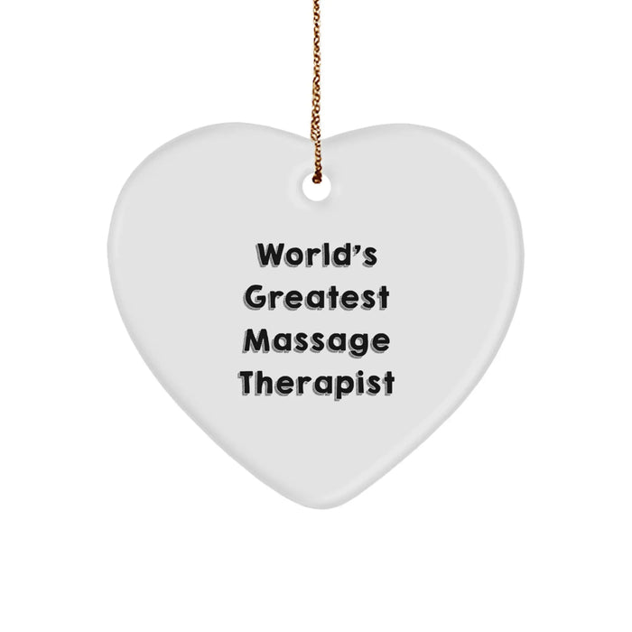 Funny Quote Gifts from Men to Massage Therapist Friends at Christmas Unique Gifts - World's Greatest Massage Therapist Heart Ornament - Image 1