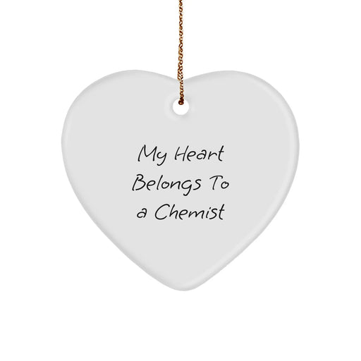 Funny Chemist Gifts for Him, 'My Heart Belongs To A Chemist' Heart Ornament, Christmas Unique Gifts from Friends to Family - Image 1
