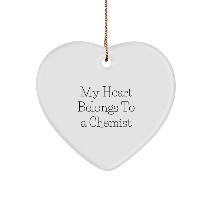 Funny Chemist Gifts, Heart Ornament, My Heart Belongs To A Chemist, Gifts from Men, Women, Friends for Chemist, Christmas Unique Gifts - Image 1