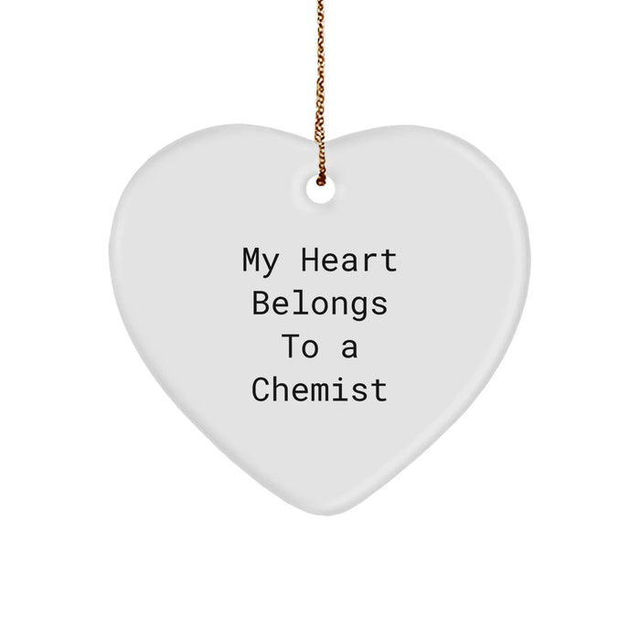 Funny Chemist Gifts for Him - Heart Ornament My Heart Belongs To A Chemist, Christmas Unique Gifts, Personalized for Men, Sweetheart, Husband, Friends, Family - Image 1