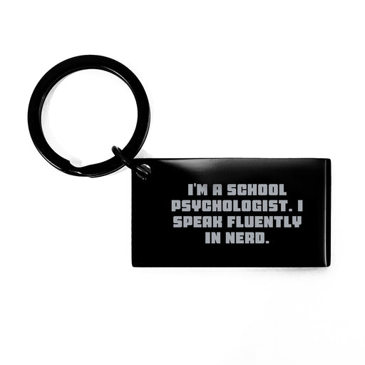 Funny School Psychologist Gifts for Men - I Speak Fluently In genius Keychain, Engraved School Psychologist Quote Stainless Steel Keychain, Christmas Unique Gifts for School Psychologist Friends - Image 1