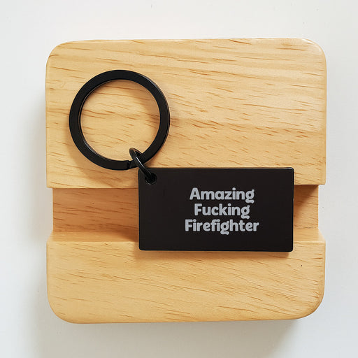 Funny Firefighter Gifts for Men from Friends, Amazing Keychain with Engraved Message, Black Stainless Steel Keychain for Firefighter Graduation Unique - Image 2