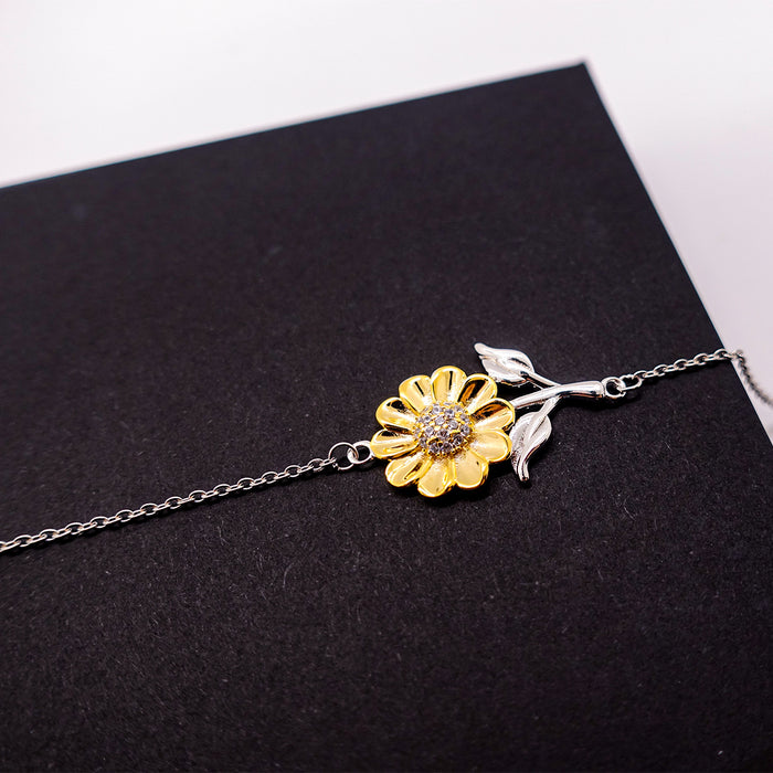 Bible Verse Gifts for Stepsister, Matthew 5:16, Let your light shine before others. Religious Sunflower Bracelet for Stepsister. Unique Christian Gift