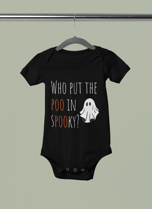 Funny Halloween Baby Onesie, Who Put the Poo in Spooky, Infant Bodysuit, Ghost Print, Halloween Costume, Baby Shower Gift