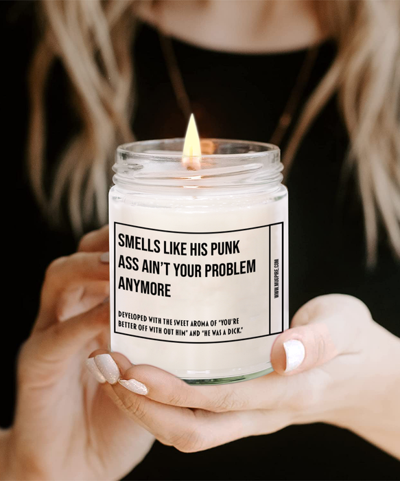 Breakup Gift, Divorce Gift, Breakup Candle, Divorce Candle, Divorce Party Gift, Smells Like His Punk Ass Ain't Your Problem Anymore Candle