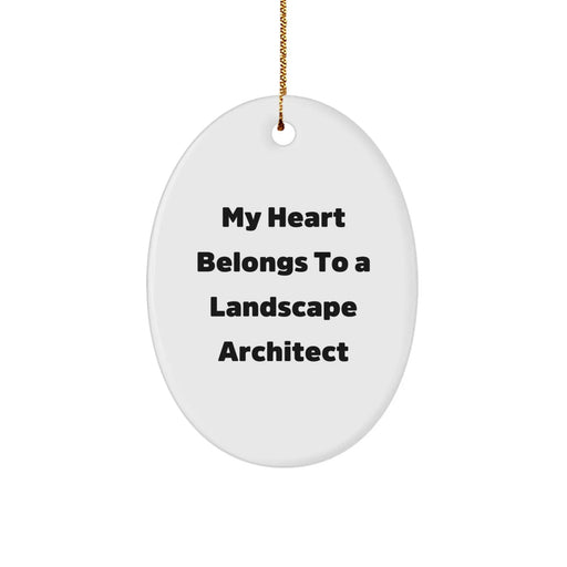 Funny Landscape Architect Oval Ornament Gifts from Friends to Family, My Heart Belongs To A Landscape Architect, Oval Ornament Christmas Decorations - Image 1